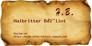 Halbritter Bálint névjegykártya